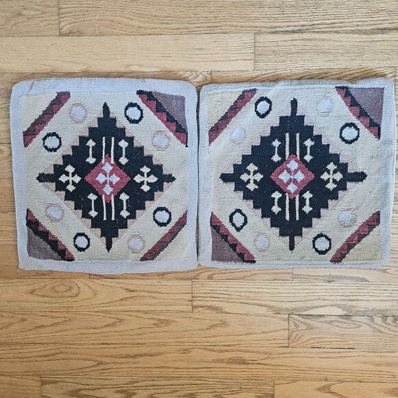 Potterybarn Vintage Southwestern Geometric Woven Pillow Covers Set of 2 16"x16" - Picture 1 of 11